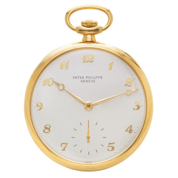 Elegant Swiss 18K yellow gold keyless pocket watch Circa 1930