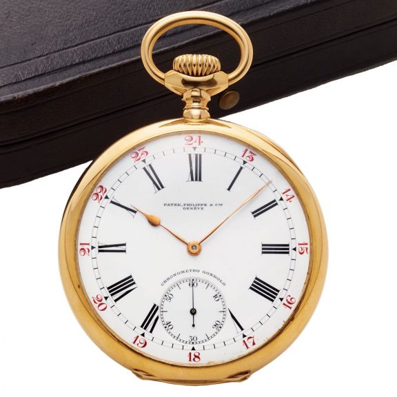 Large Swiss 18K gold Chronometro Gondolo pocket watch Circa 1907