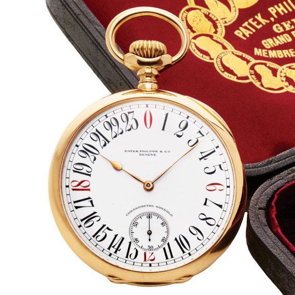 Swiss gold Chronometro Gondolo with 24h dial Circa 1905