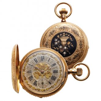 Small Swiss 18K gold hunting cased pendant watch Circa 1870