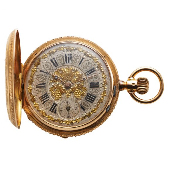 Small Swiss 18K gold hunting cased pendant watch Circa 1870