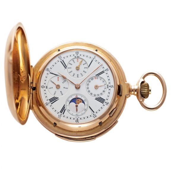Swiss gold repeater with calendar and moon phases Circa 1880