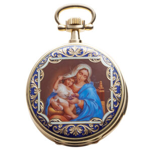Swiss gold and enamel repeating keyless lever Circa 1900