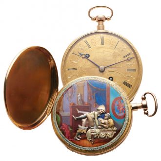 Swiss gold musical repeater with erotic automaton Circa 1840