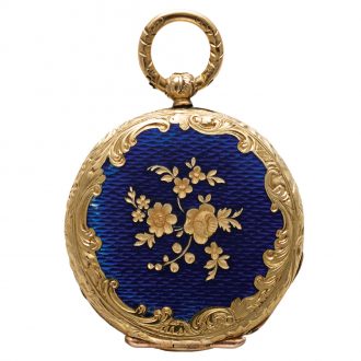 Swiss gold and enamel miniature lady's pendant watch Circa 1850