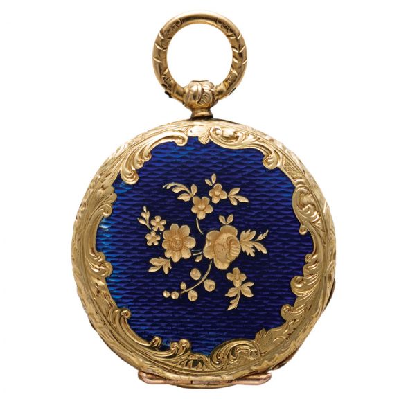 Swiss gold and enamel miniature lady's pendant watch Circa 1850