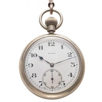Swiss nickel-cased military keyless pocket watch Circa 1940