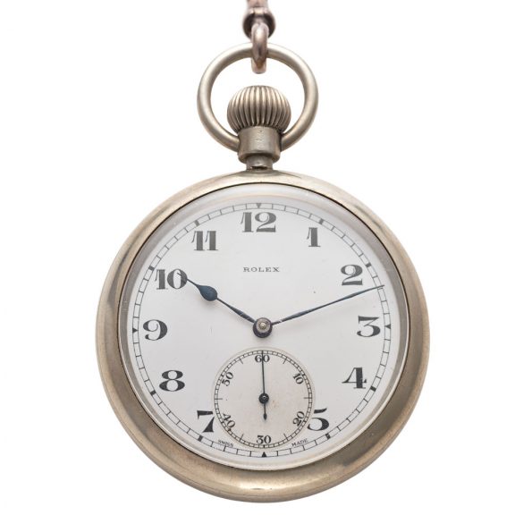 Swiss nickel-cased military keyless pocket watch Circa 1940