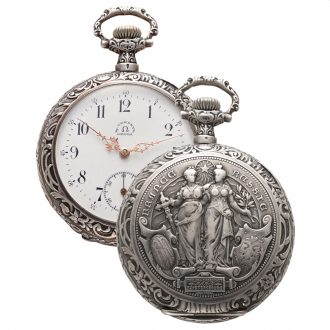 Swiss silver pocket watch with high-relief decoration Circa 1910 Swiss silver pocket watch with high-relief decoration Circa 1910