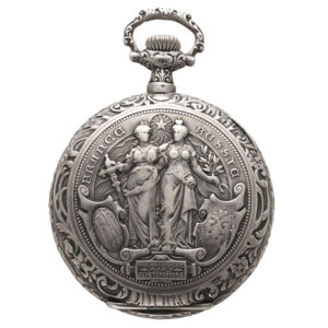 Swiss silver pocket watch with high-relief decoration Circa 1910