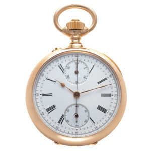 French gold keyless lever chronograph with register Circa 1890