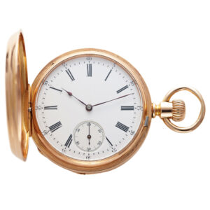 Swiss pink gold hunting cased keyless pocket watch Circa 1873