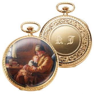 Unique Swiss gold and enamel dress watch with miniature Circa 1990