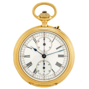 Swiss 14K gold open faced chronograph pocket watch Circa 1890