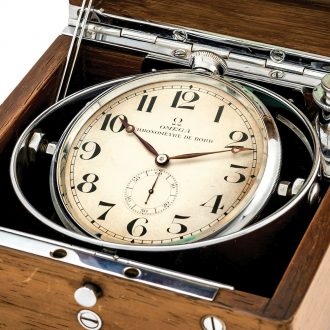Swiss chromed eight-day-going Marine lever chronometer Circa 1920