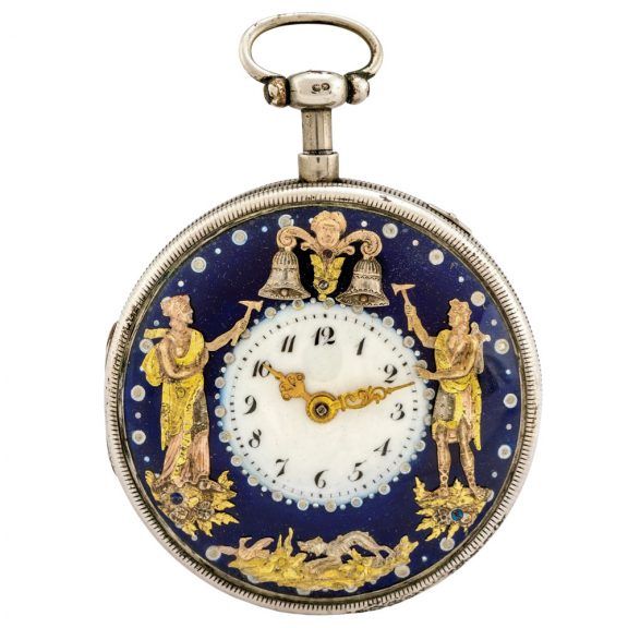 French silver quarter repeater with automaton Circa 1820