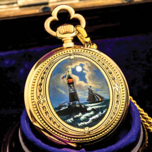 Swiss gold and painted-on enamel pendant watch Circa 1890