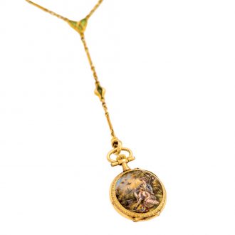 Swiss gold and enamel Louis XV-style lady's pendant watch Circa 1900