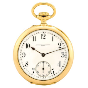 Swiss 18 carat yellow gold keyless pocket watch Circa 1910