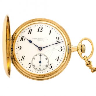 Swiss pink gold hunting cased keyless pocket watch Circa 1912