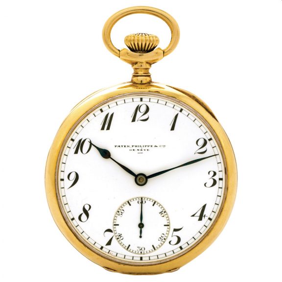 Swiss gold open faced keyless lever pocket watch Circa 1912