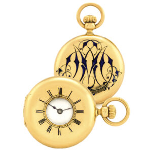 Swiss gold half hunting cased lady's pendant watch Circa 1860