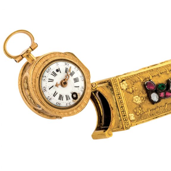 Charming French gilt lady's watch with erotic scene Circa 1774 Charming French gilt lady's watch with erotic scene Circa 1774