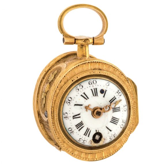 Charming French gilt lady's watch with erotic scene Circa 1774