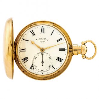 English 18K yellow gold hunting cased duplex watch Circa 1818