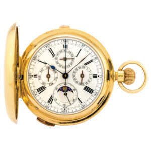 Swiss gold repeater with chronograph and moon phases Circa 1911