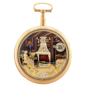 Unique Swiss 18K gold watch with automaton movement Circa 1820