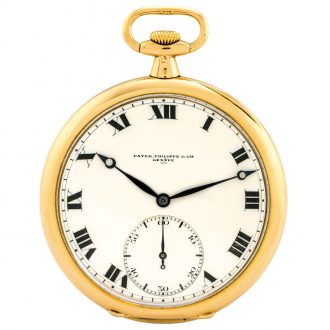 Swiss 18K yellow gold keyless pocket watch Circa 1918