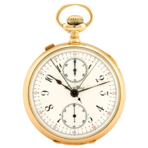 Swiss 14K pink gold watch split second chronograph Circa 1910