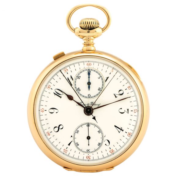 Swiss 14K pink gold watch split second chronograph Circa 1910