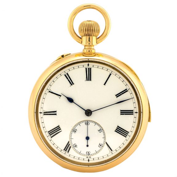 Swiss 18K gold minute repeating keyless pocket watch Circa 1900