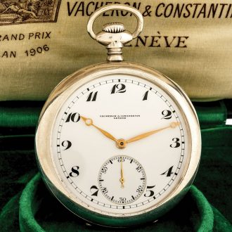 Swiss silver open faced lever keyless pocket watch Circa 1906