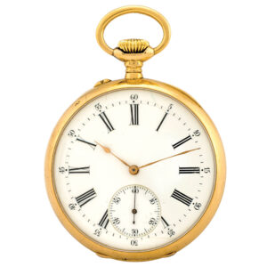 Swiss 18K yellow gold lever keyless pocket watch Circa 1880