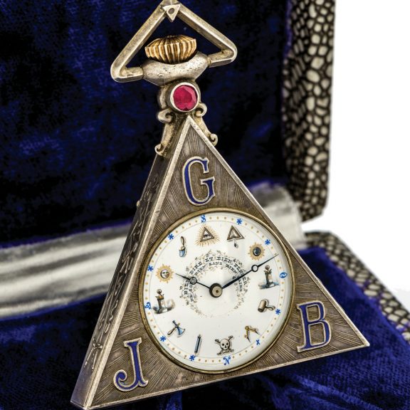 Swiss silver triangular Masonic pocket watch Circa 1920