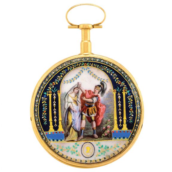 Magnificent Swiss gold and enamel duplex pocket watch Circa 1810