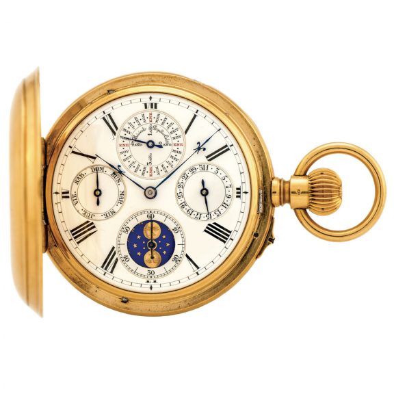 Swiss gold watch with perpetual calendar and moon phase Circa 1880