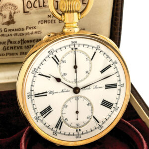 Swiss gold chronograph with Guillaume balance and register Circa 1900