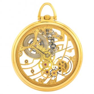 Elegant Swiss gold skeletonized dress pocket watch Circa 1990