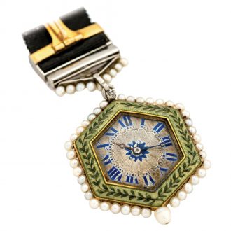 Charming Swiss gold hexagonal Belle Epoque lapel watch Circa 1900