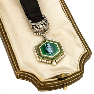 Charming Swiss gold hexagonal Belle Epoque lapel watch Circa 1900