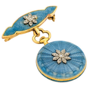 Elegant Swiss gold and enamel pendant watch Circa 1890