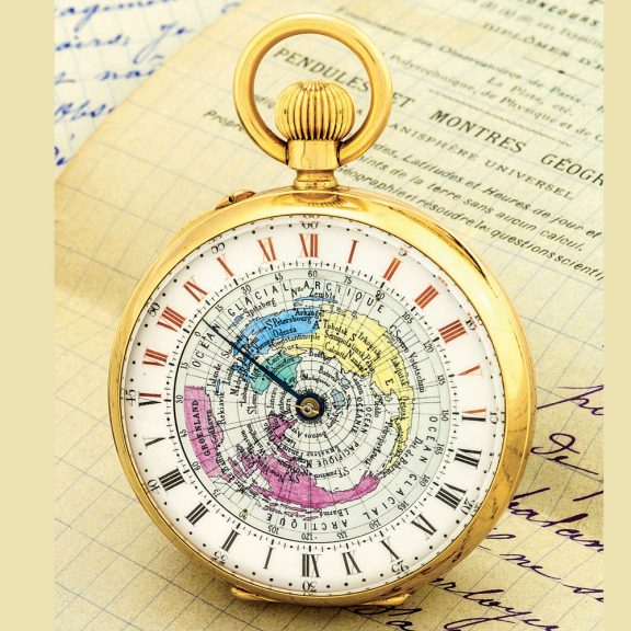 French gold 24 hours World Time pocket watch Circa 1899