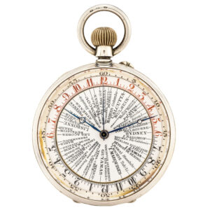 Swiss silver World Time pocket watch with centre seconds Circa 1900