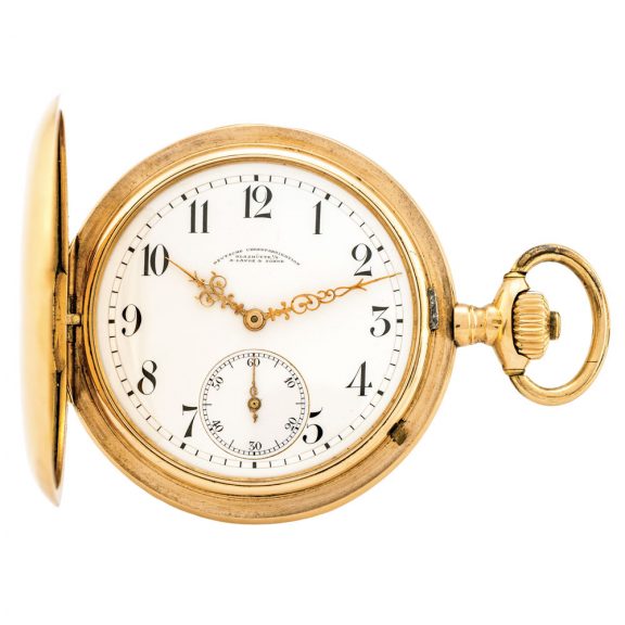 German 14K pink gold hunting cased lever watch Circa 1910 German 14K pink gold hunting cased lever watch Circa 1910