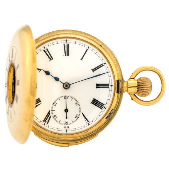 Swiss gold half hunting cased minute repeating watch Circa 1900