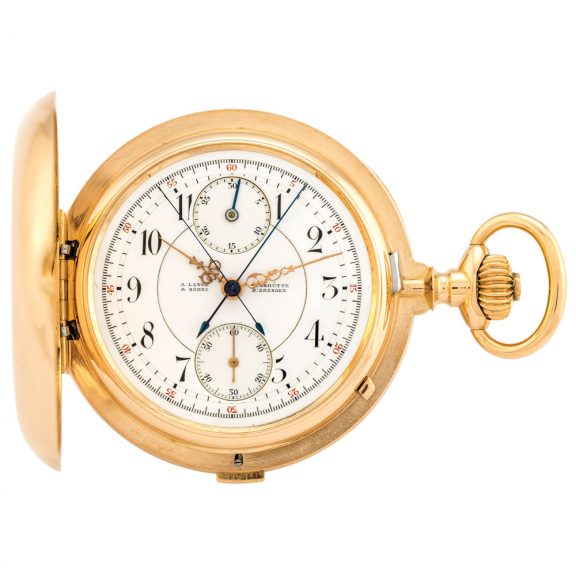 German gold double chronograph pocket watch Circa 1905